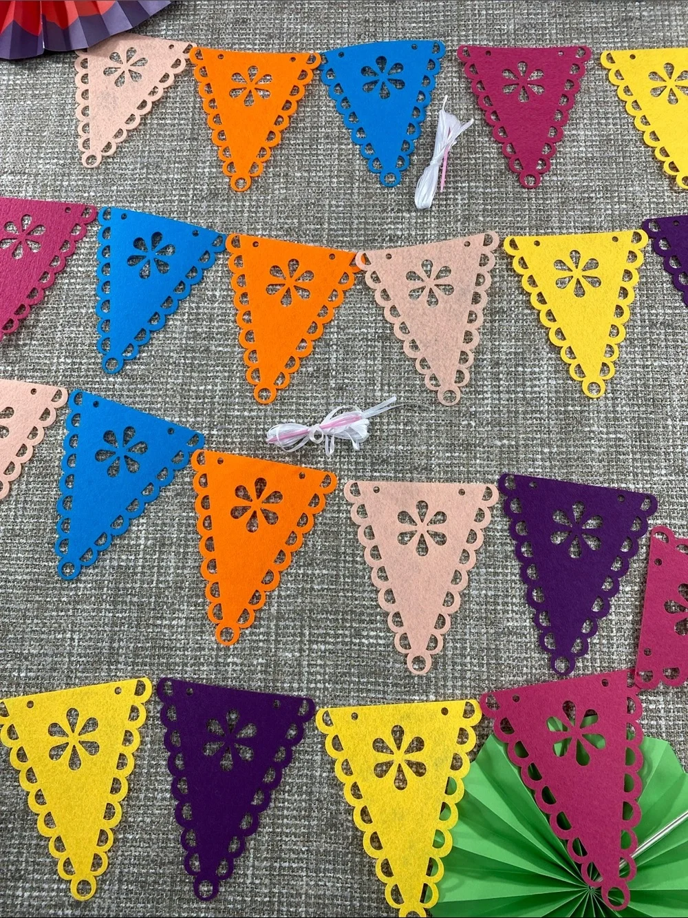 Colorful Fiesta Paper Rosette Fans & Cutout Triangle Bunting - Multicolor